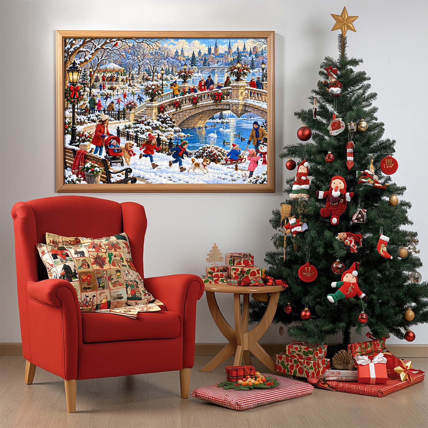 Vibrant Winter Lakeside Jigsaw Puzzle 1000 Pieces