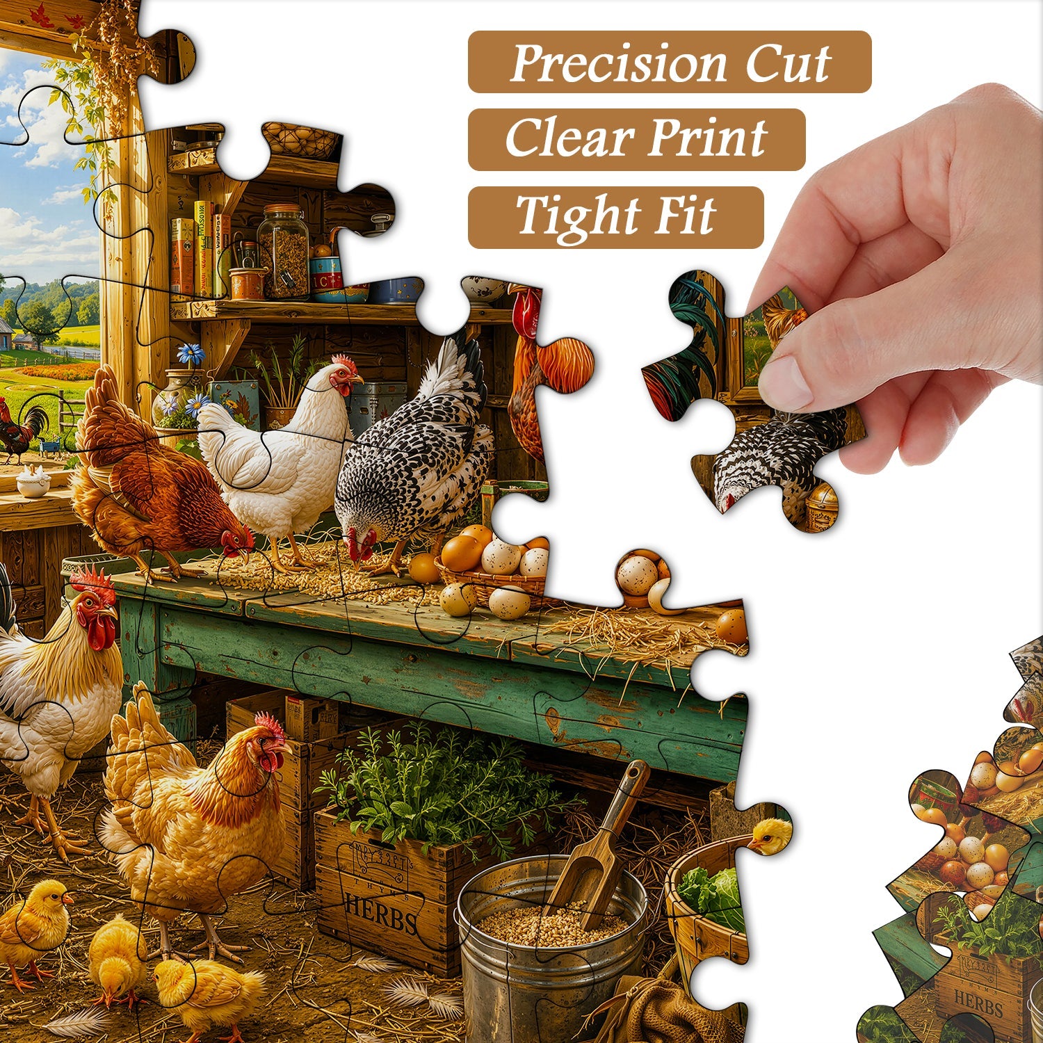 Country Rooster Crow Hut Jigsaw Puzzle 1000 Pieces