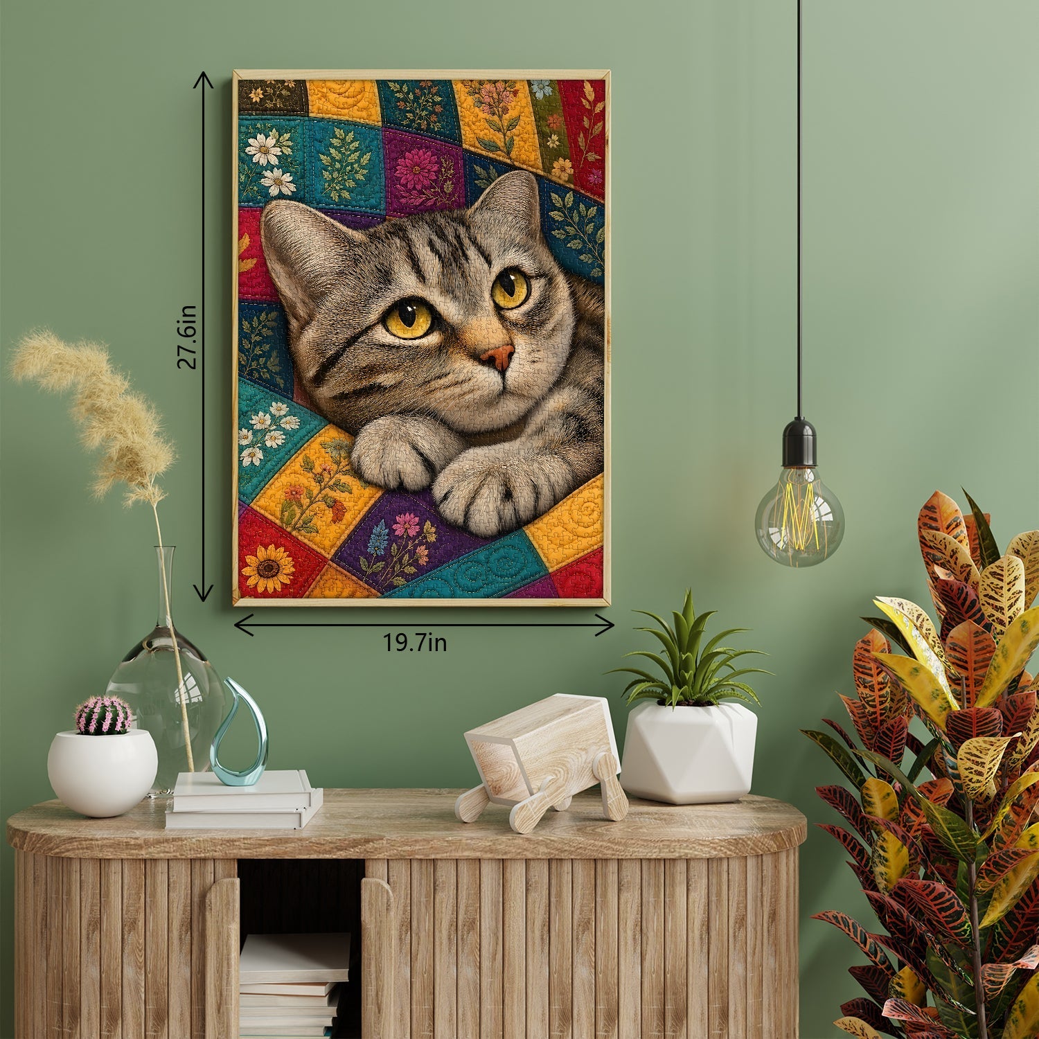 Floral Quilt Cat  Jigsaw Puzzle 1000 Pieces