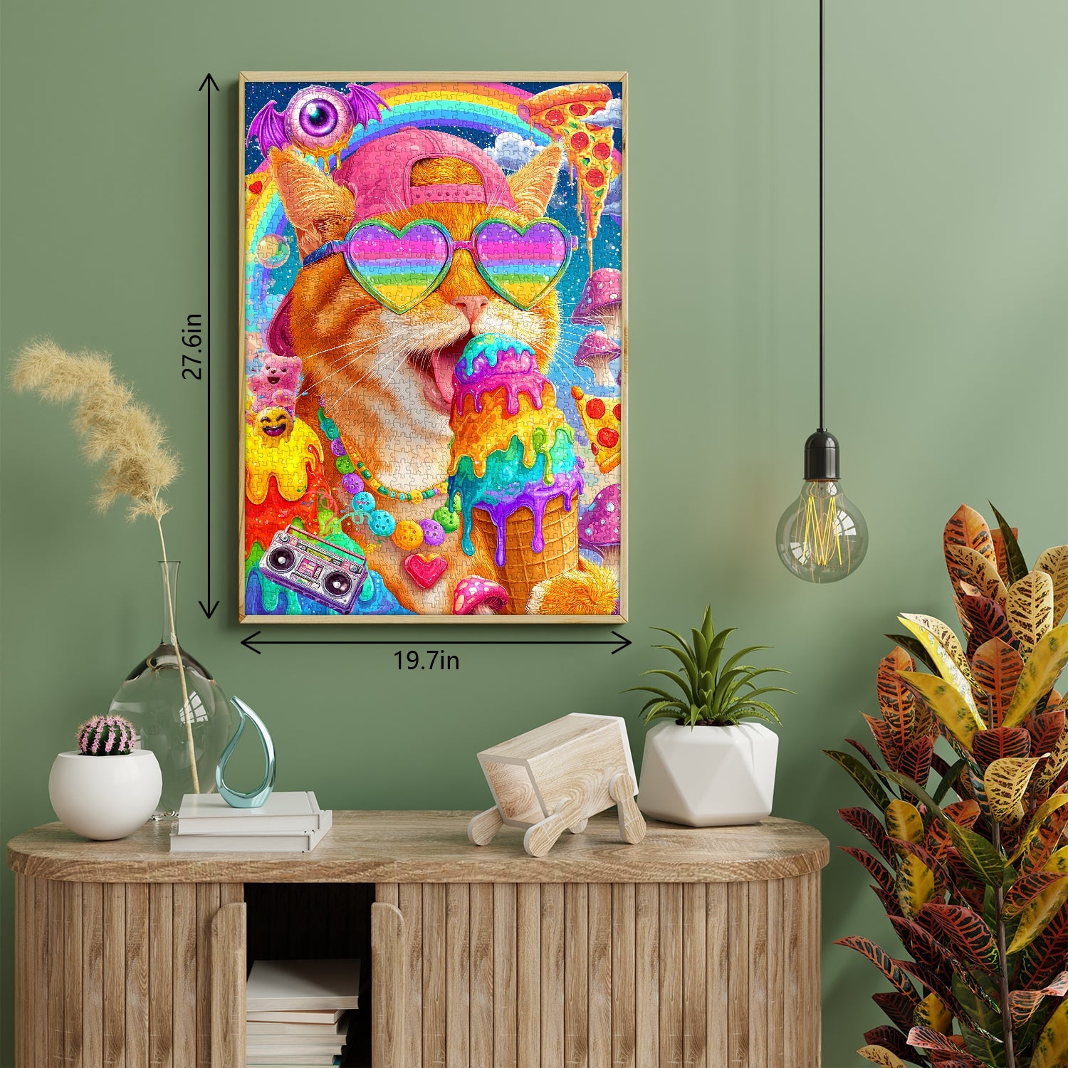 Rainbow Cool Cat Party Jigsaw Puzzle 1000 Pieces