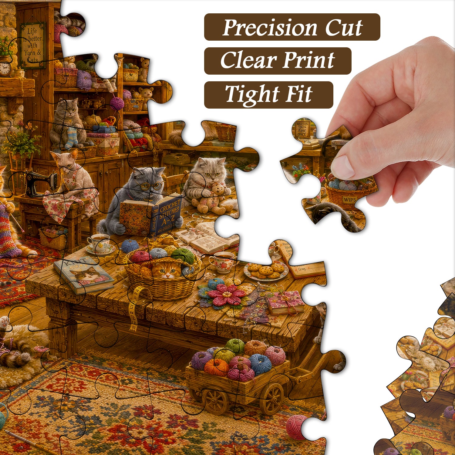 Cozy Knitting Cottage Cats Jigsaw Puzzle 1000 Piece
