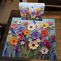 Puzzle en bois de fleurs colorées 1000 pièces
