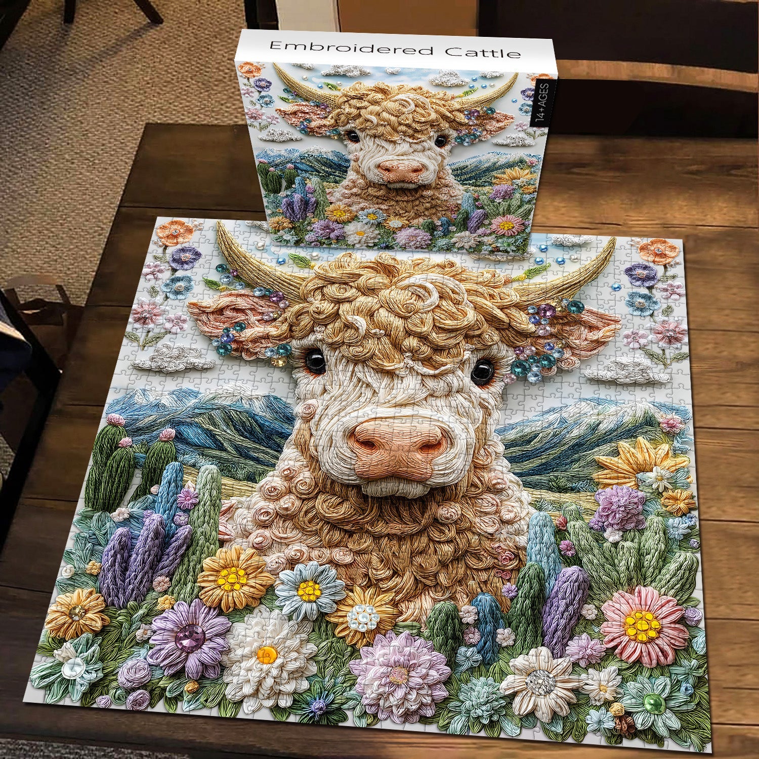 Embroidered Cattle Jigsaw Puzzle 1000 Pieces