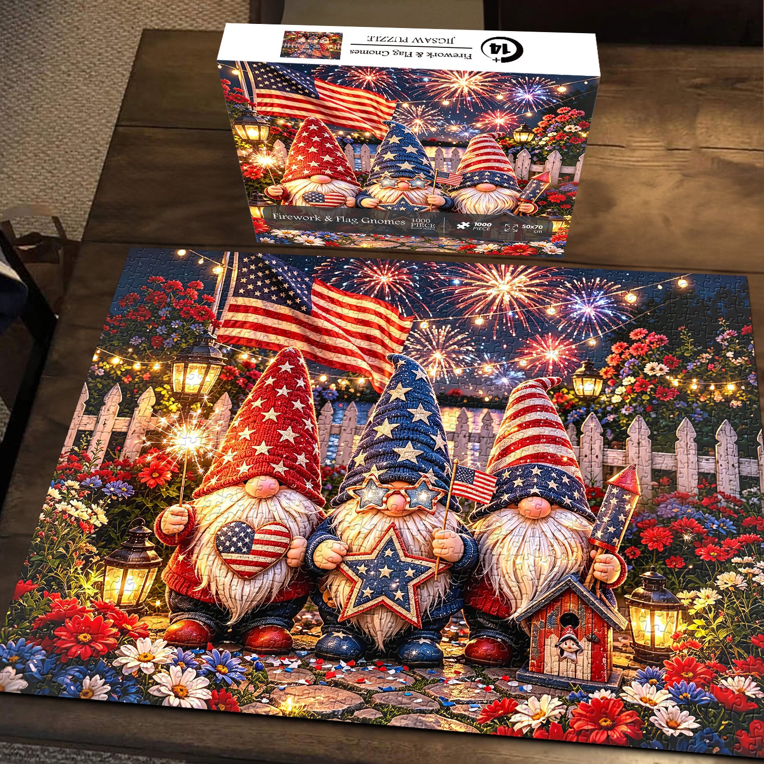 Firework & Flag Gnomes Jigsaw Puzzle 1000 Piece