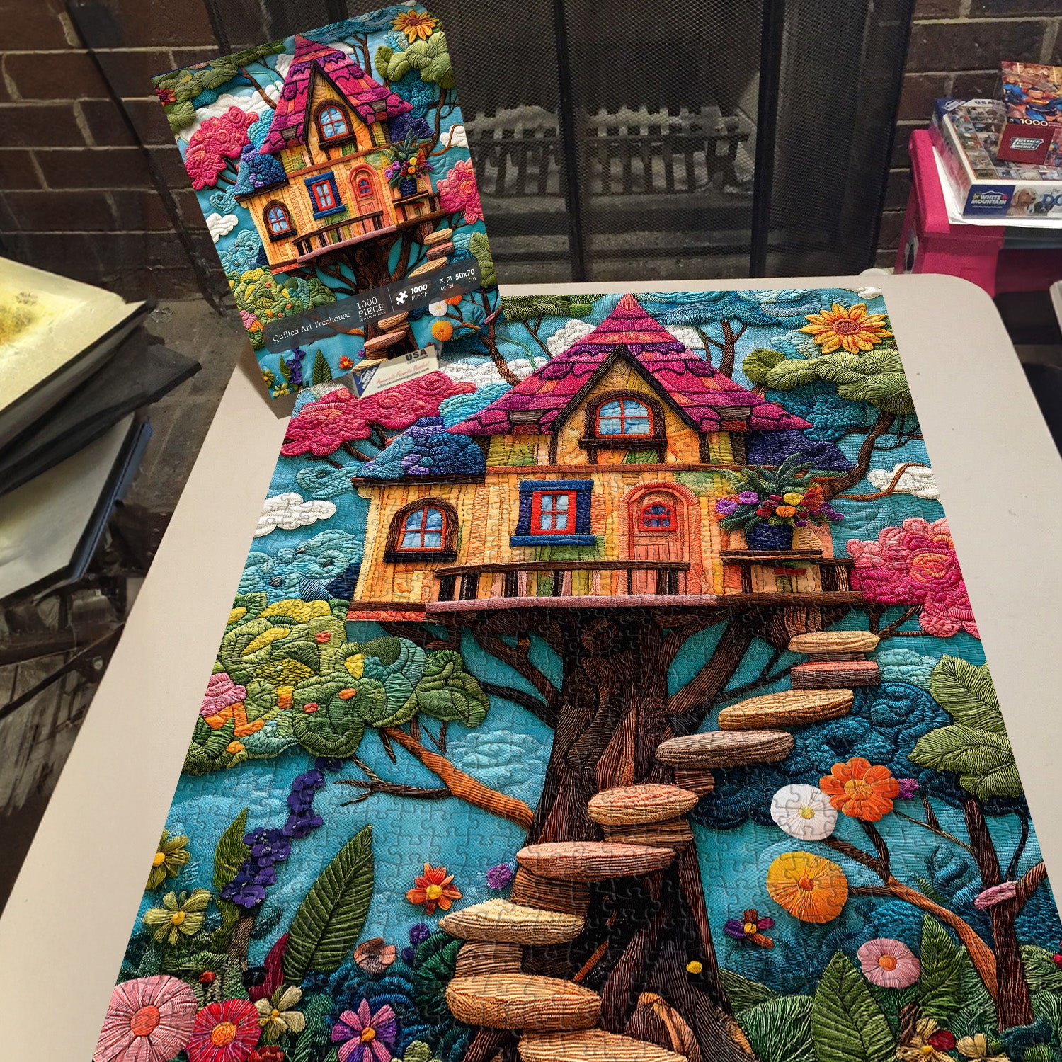 Quilted Art Treehouse Jigsaw Puzzle 1000 Pieces