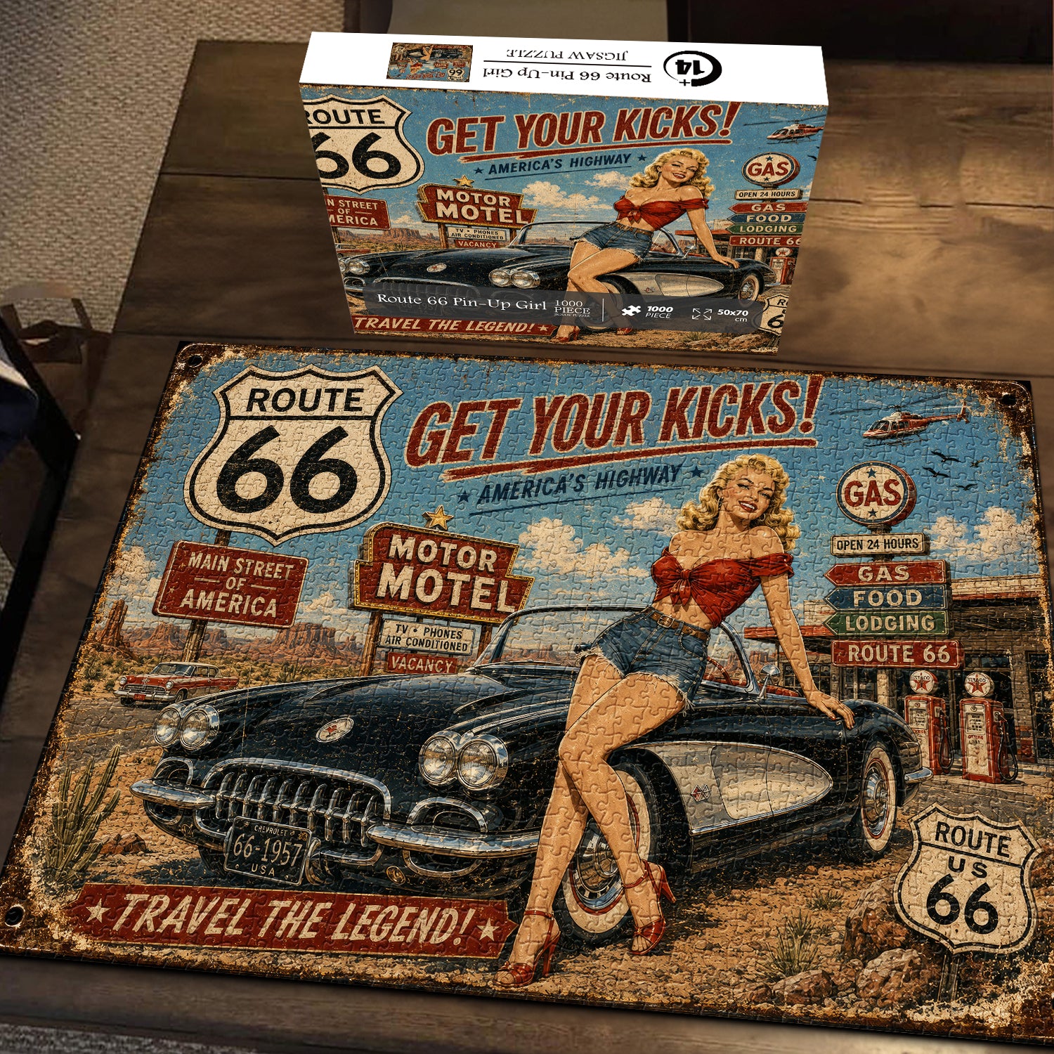 Route 66 Pin-Up Girl Jigsaw Puzzle 1000 Pieces