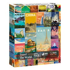 Puzzle en bois de 1000 pièces - Affiche de voyage vintage dans le monde