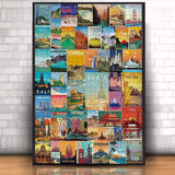 Vintage World Travel Poster Jigsaw Puzzle 1000 Pieces